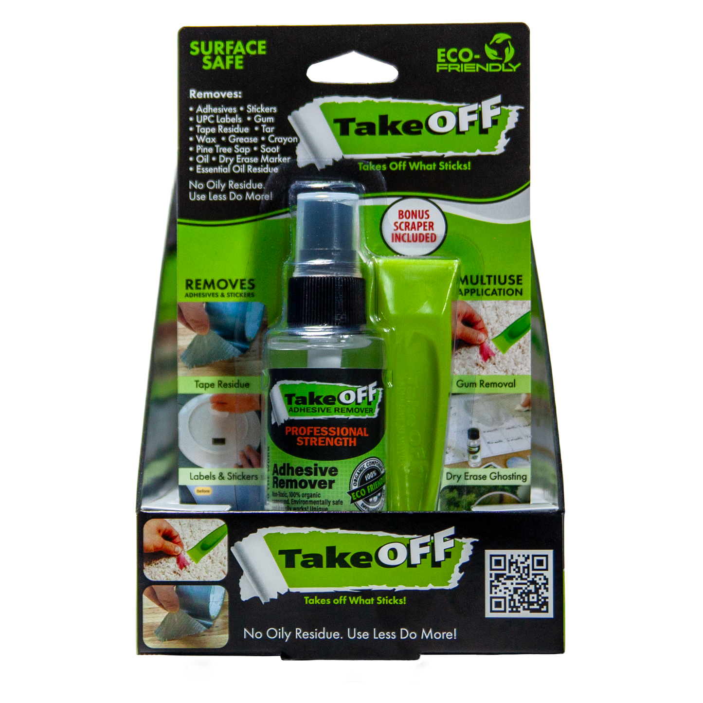 TakeOFF™ Products Original Clear Liquid Solution- 2 Ounce Spray Bottle Bundled with Surface Safe Scraper