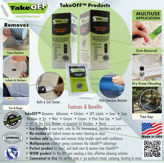 TakeOFF™ Adhesive Remover Box of 25 Individual Wipes